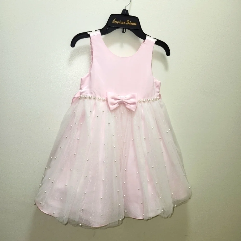 Princess Couture EUC Pearls Embellished Pink White Girls Size 4